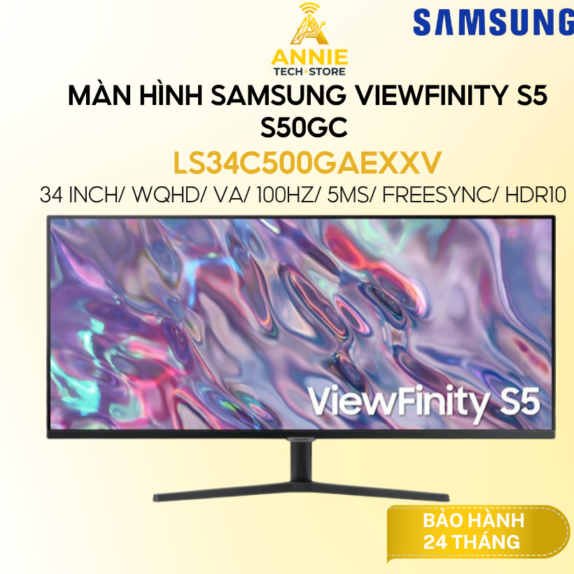 Màn Hình SAMSUNG ViewFinity S5 S50GC LS34C500GAEXXV (34 inch/ WQHD/ VA/ 100Hz/ 5ms/ FreeSync/ HDR10)