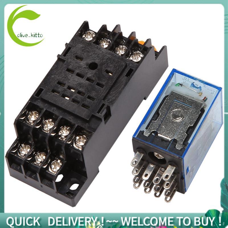 HH54P DC 12V Cuộn dây 4PDT 14 chân Rơle điện từ DYF14A Đế