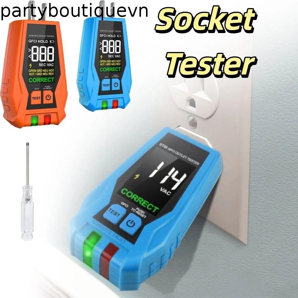 PHẦN GFCI Tester, Màn hình màu tiêu chuẩn US Plug Outlet Tester, Máy dò 3 dây Màn hình LCD Live Neut