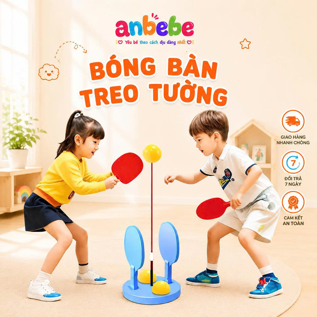 Đồ chơi đánh bóng bàn giúp phát triển khả năng phản xạ cho bé Anbebe