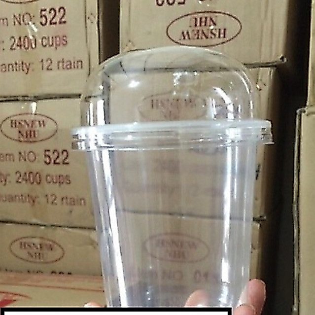 Cốc nhựa đáy bầu 500ml (50 Cốc) – Ly nhựa chữ U 500ml có thể dập màng làm nắp
