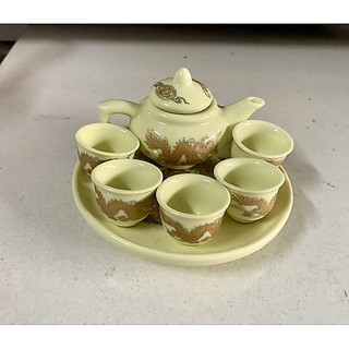 Bộ Ấm Chén Mini Cúng Vàng Ngà