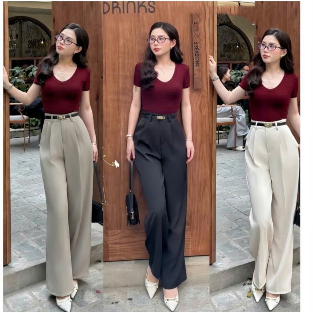 Quần Tây Công Sở Nữ Lưng Cao Chất Vải Gold Nhật Mềm Mịn Không Nhăn Dài 97cm và 102cm