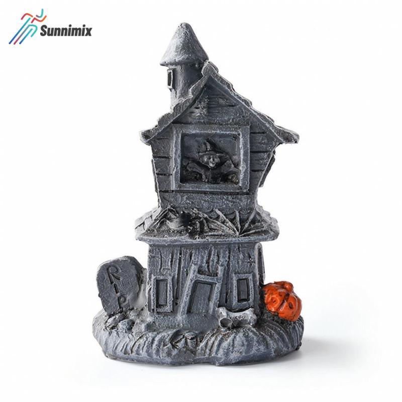 Sunnimix Eerie Manor với bí ngô Thời tiết Eerie Manor Bức tượng ma quái Halloween cho Mantel, Kệ sác