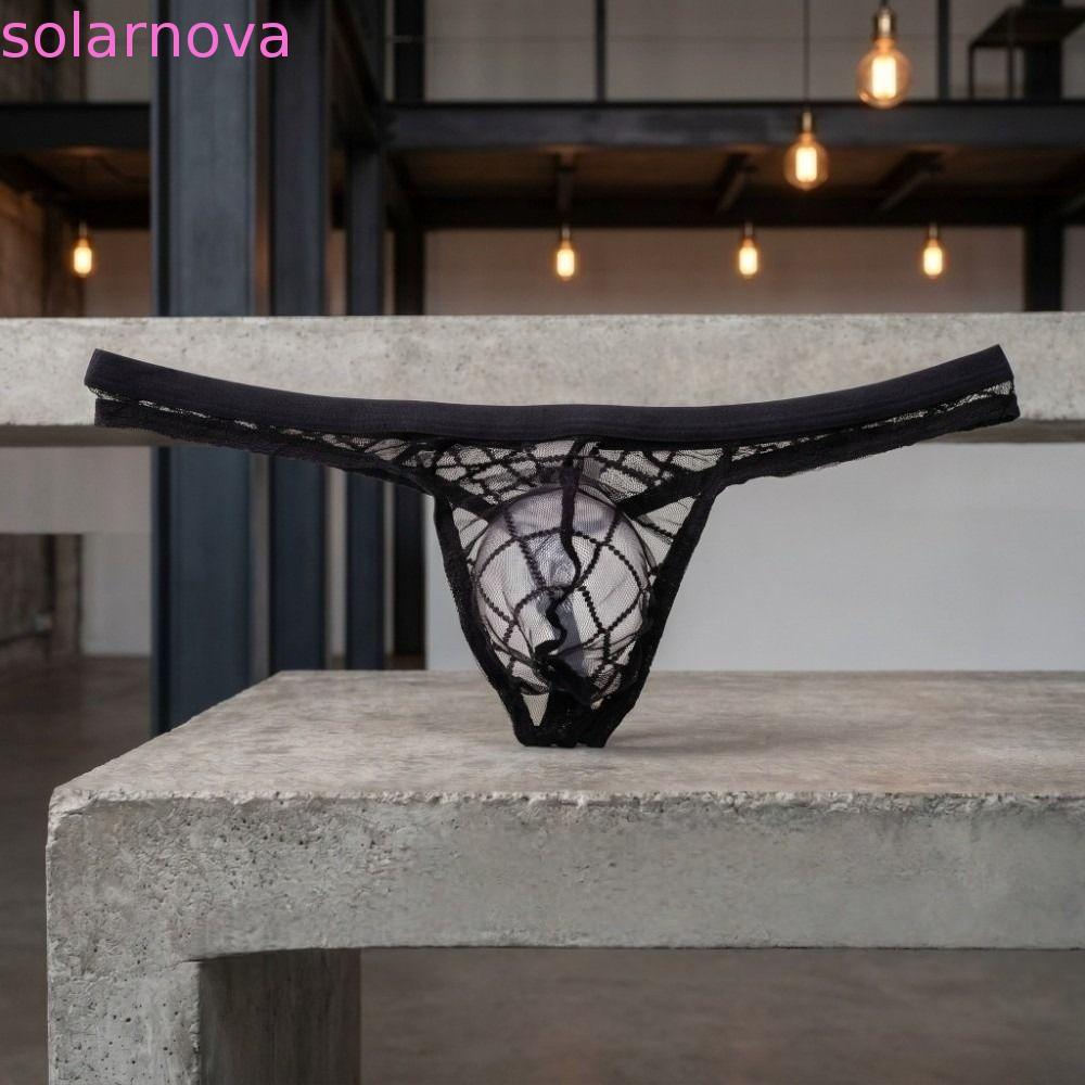 Thông lưới nam SOLARNOVA, Quần lót nam trong suốt kẻ sọc rỗng, Quần lót lưới siêu mỏng Quần lót thoá
