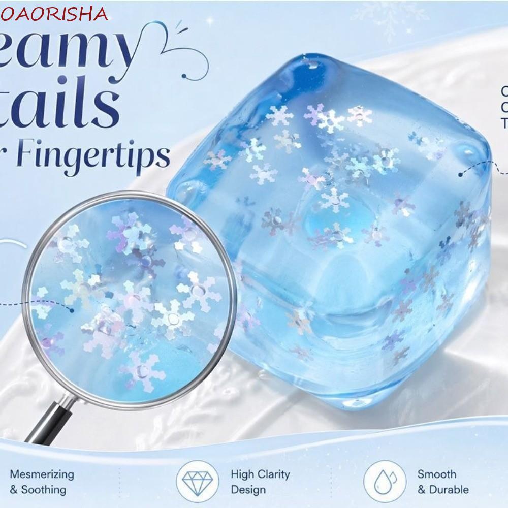 OAORISHA Ice Cube Fidget Toy, Trong suốt mềm TPR Ice Cube Squishy Toy, Hand Reliex Slow Rising Squar