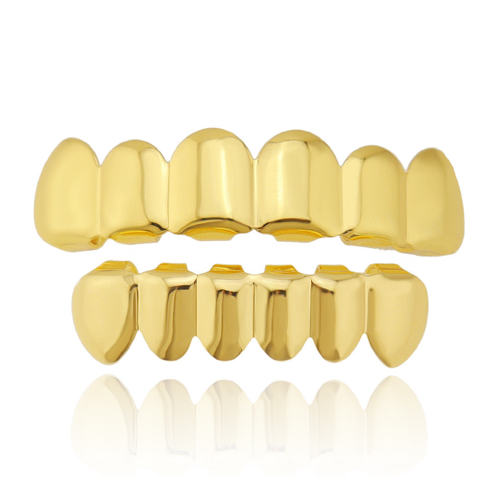 HIPHOP Niềng răng vàng Hip-Hop Đạo cụ Grillz Răng bóng mạ vàng Phụ kiện thời trang [Giảm giá] 7.17