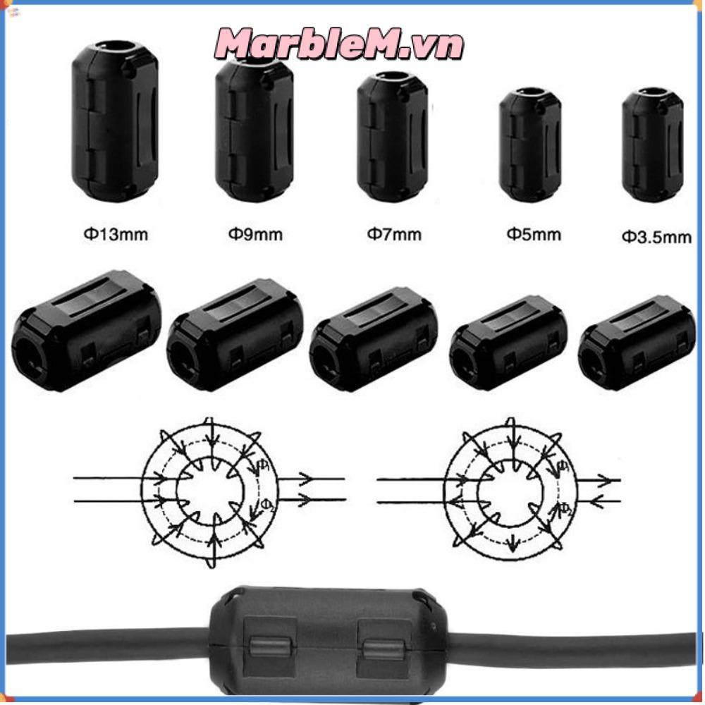 MARBLEM Choke Coil EMI RFI Tiếng ồn, Kẹp hạt Ferrite lõi vòng đen chống nhiễu, Kẹp lọc loại Snap Sna