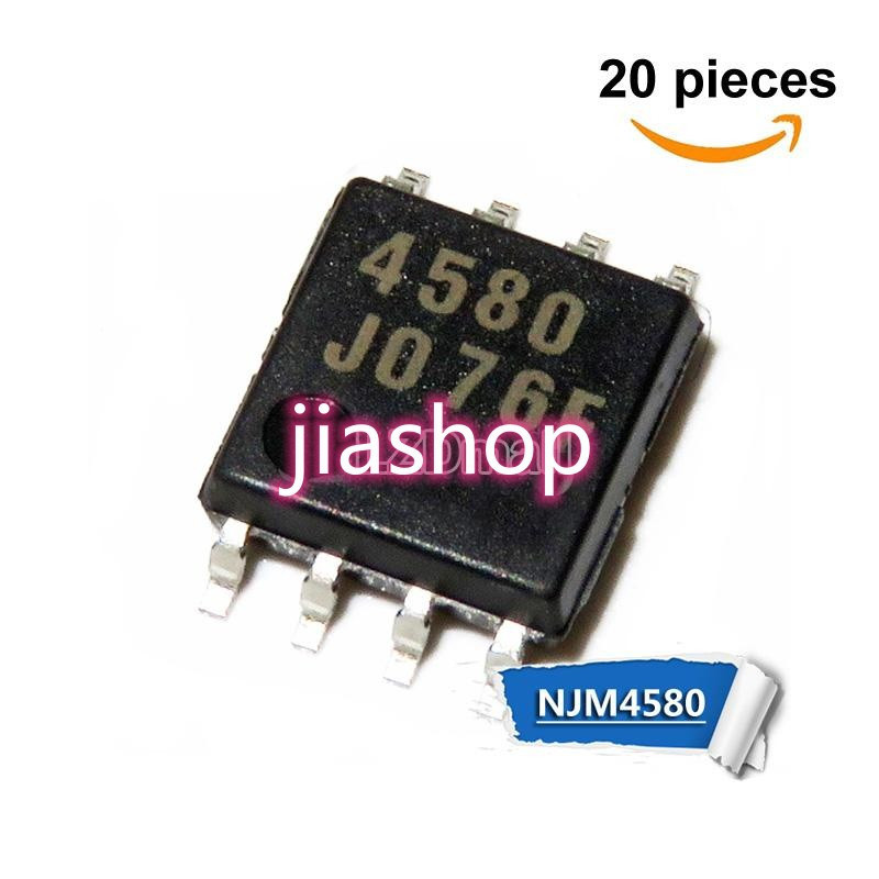20 chiếc NJM4580M SOP-8 JRC4580 SOP8 4580 4580D SMD Bộ khuếch đại hoạt động kép, Chất bán dẫn, linh 