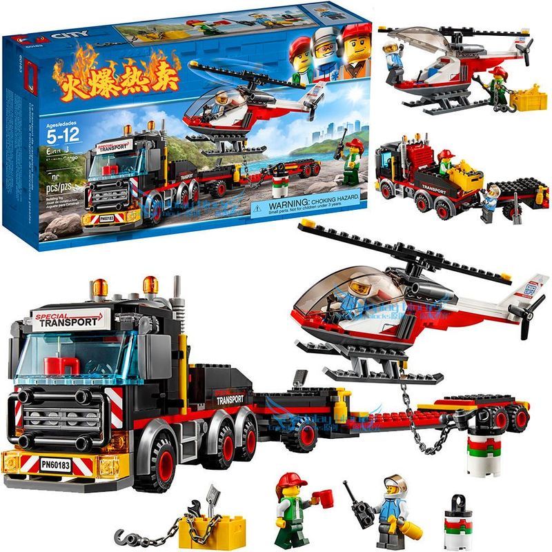 Tương thích với Lego City Series 60183 Máy vận chuyển trực thăng hạng nặng Bole 10872 Đồ chơi khối x