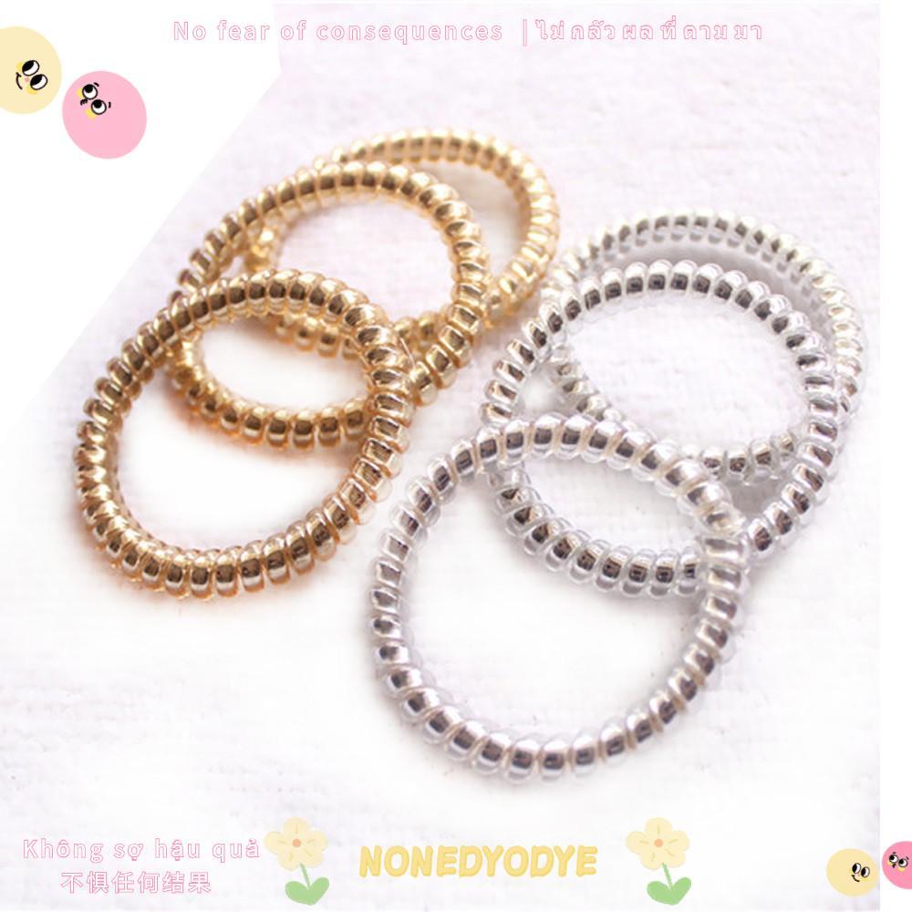 NONEDYODYE 10 chiếc Leopard Hot Bán Dây Điện Thoại Băng Đô Vàng / Bạc Scrunchie
