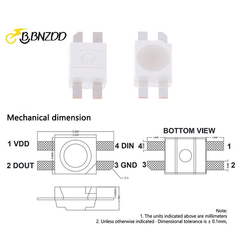 [BBNZDD] 50 Cái 6028 / 3528-WS2812B RGB (Tương tự như WS2812B) Chip LED Pixel SMD Tích hợp IC Lập tr