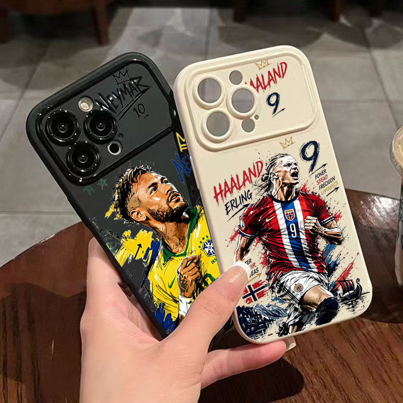 Neymar Haland Trường Hợp Điện Thoại Cửa Sổ Lớn Cho IPhone 17 15 16 11 13 12 14 ProMax 17 ProMax Chốn