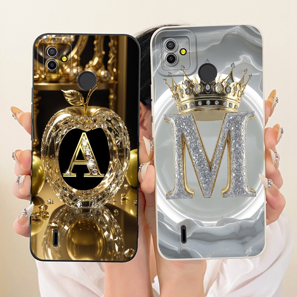 Dành Cho Tecno Pop 5 Ốp Lưng Thẩm Mỹ Cao Cấp Chữ Cái Thời Trang Vương Miện 2D Vỏ Sơn BD2 BD2p BD2d B