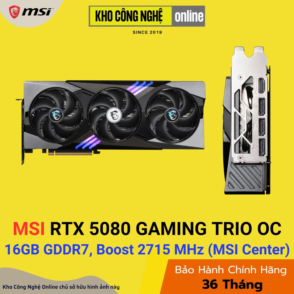 Card Màn Hình / VGA MSI GeForce RTX 5080 16G GAMING TRIO OC (Hàng Chính Hãng)