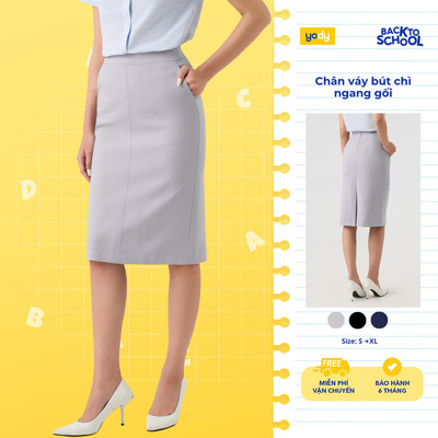 Chân váy nữ YODY dáng bút chì, cơ bản ôm, co giãn, hack dáng WOSK26A012