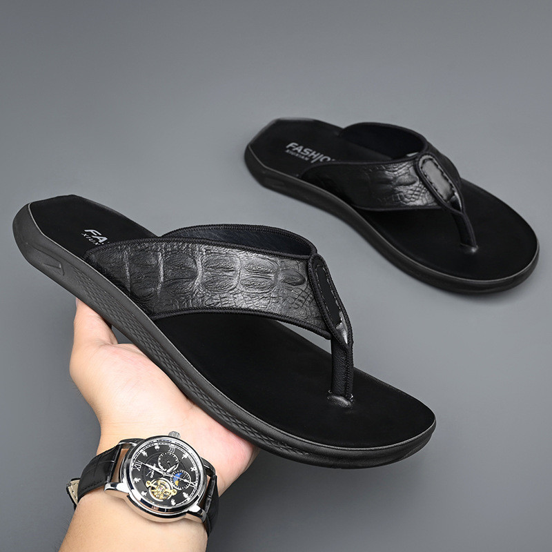 Brazil Flip-Flops Flip-Flops Nam Mùa Hè Ngoài Trời Mặc Chống Trơn Trượt Da Flip-Flops Việt Nam Be