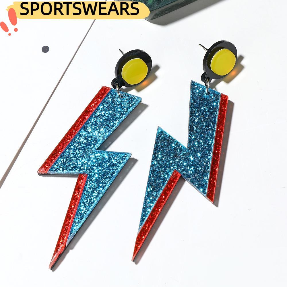 SPORTSWEARS Punk Eardrop Phụ kiện, Mặt dây chuyền Acrylic Lightning Mặt dây chuyền Bông tai, Bông ta