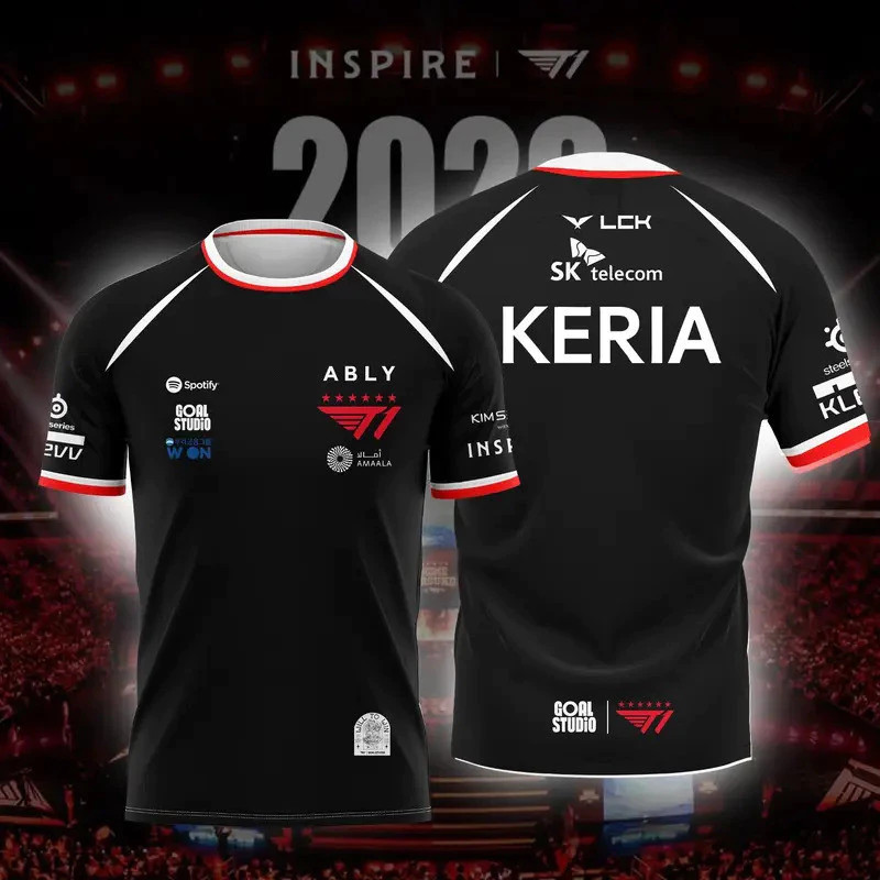 2026 T1 LCK Team Jersey PEYZ KERIA Đồng phục cầu thủ tay ngắn E ‐ Sports Fan Áo thun thể thao