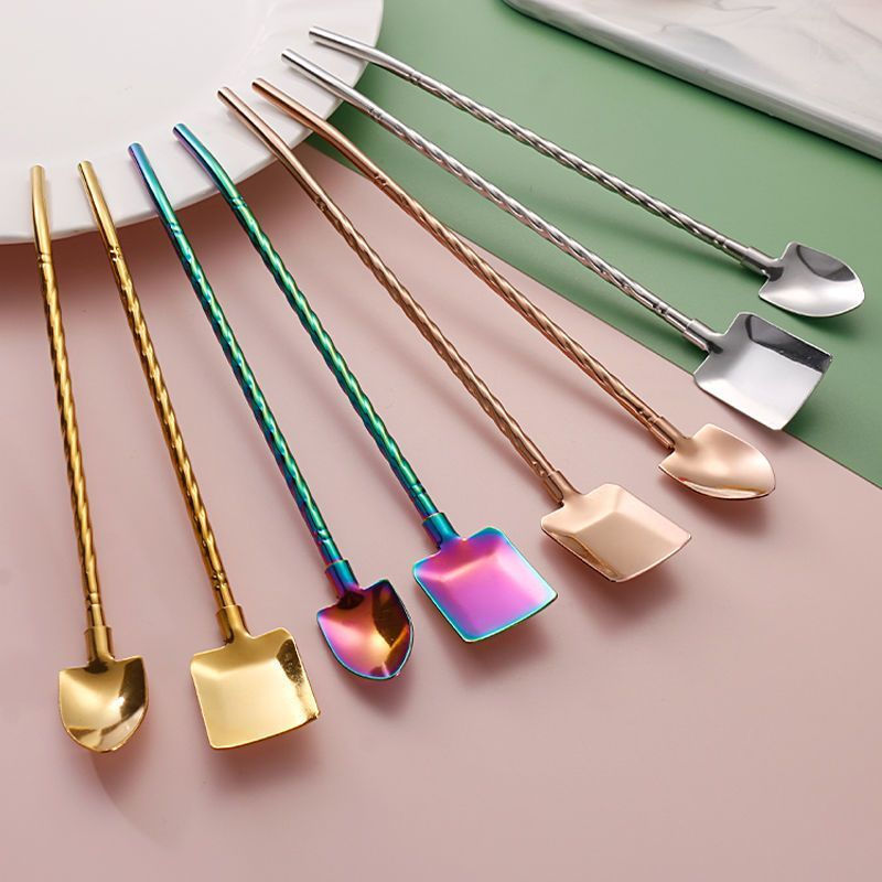 12y New product Watermelon dual-use coffee-colored creative red spoon, stainless steel spoon, waterm