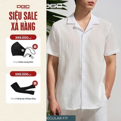 Áo Sơ Mi Ngắn Tay DGC Cổ Cuban Trơn Dáng Suông Vạt Bằng - SASNBF44M