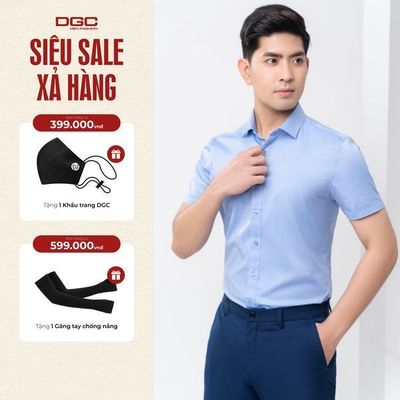 Áo Sơ Mi Ngắn Tay DGC Dáng Ôm Slim Fit, Vải Thoáng Mát Thấm Hút Mồ Hôi - SASNBC26M