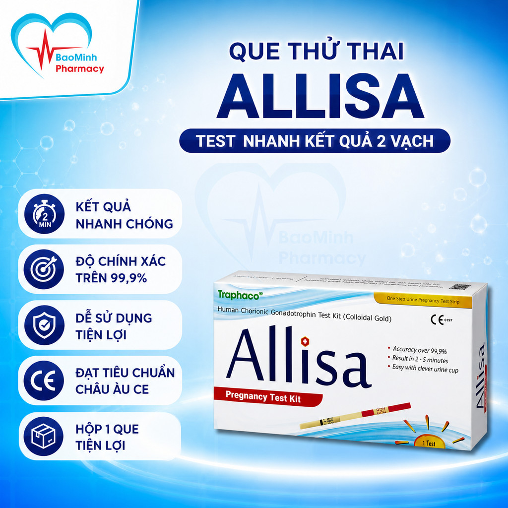 [ Che Tên ] Com Bo 10 Hộp Test Thử Thai, Que Thử Thai Alisa, Test Nhanh 2 Vạch Bản To, Đạt Chuẩn Xuấ