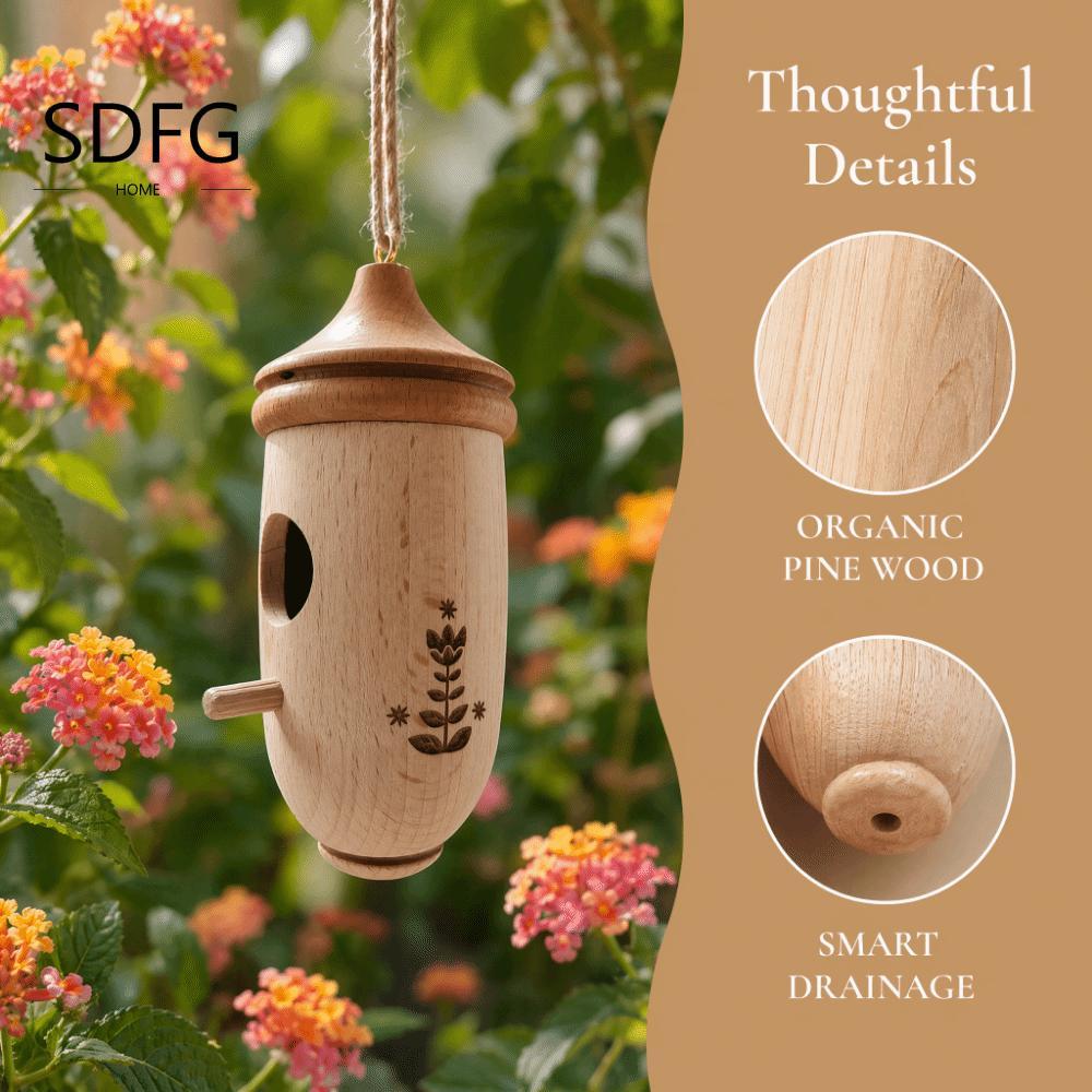 SDFG Hummingbird House, Mini Dễ Dàng Lắp Đặt Treo Nhà Chim, Thú Cưng Cottage Bằng Gỗ Handmade Chống 