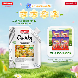 Mứt trái cây pha chế lê & hoa cúc - có miếng trái cây thật - nguyên liệu pha chế - andros chunky - 1kg