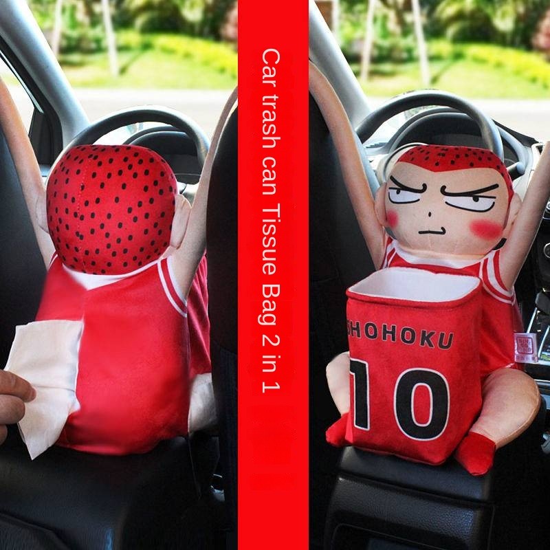 Cartoon Car Tissue Bag Armrest Box Trash Can Car Tissue Box Front Row Creative Storage Barrel Tissue