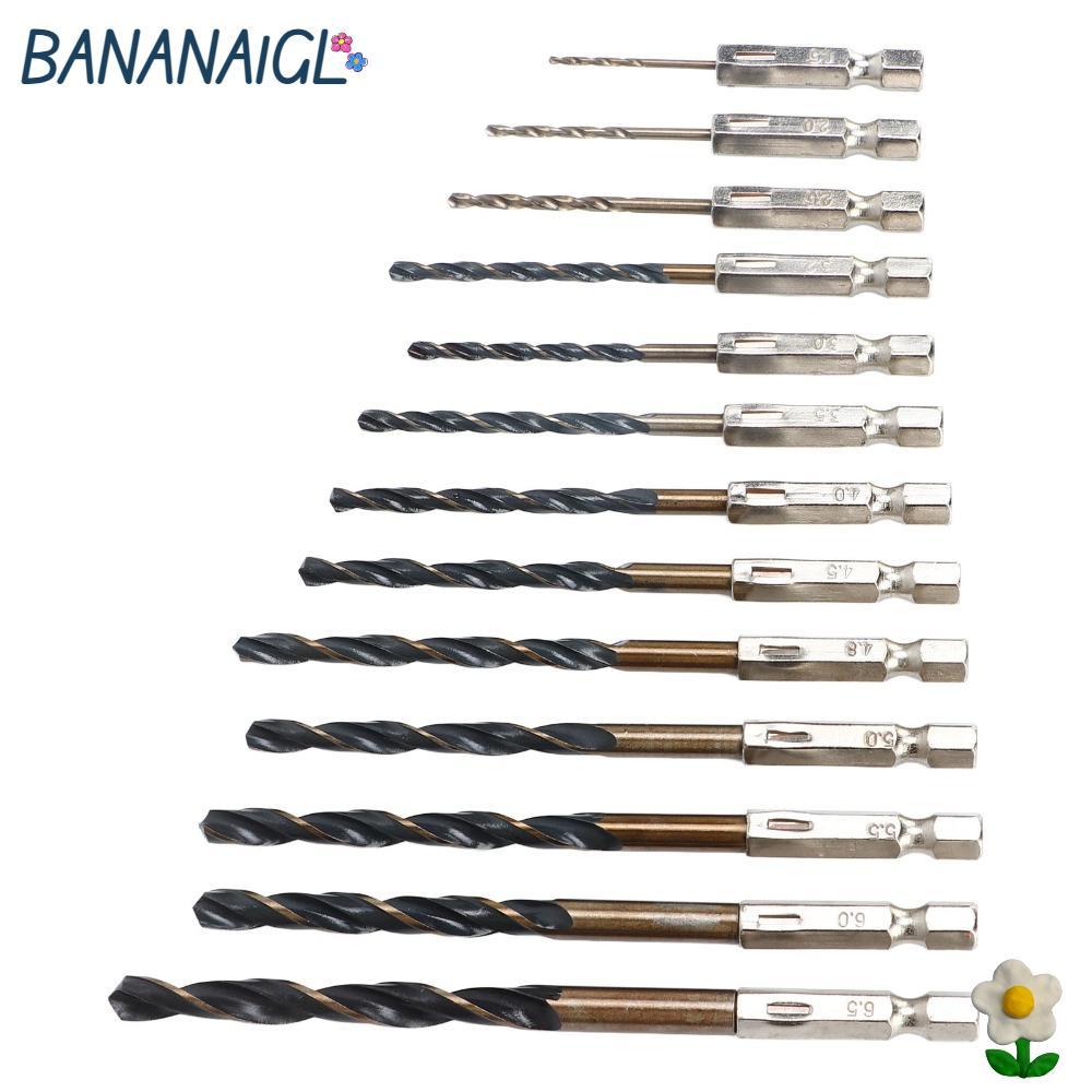 BANANA1GL 13 Mũi khoan chuôi lục giác, Chất liệu HSS Bộ mũi khoan xoắn đường kính 1 / 16IN-1 / 4IN, 