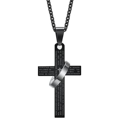 925 Sterling Silver Christian Bible Cross Necklace Women Men, Jesus Cross Necklace, Catholic Cross N