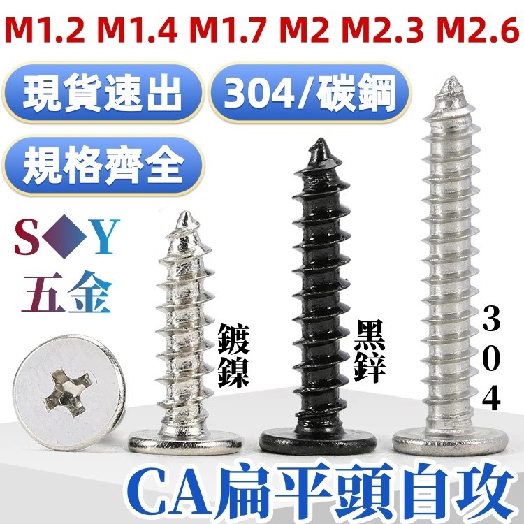 ((M1.2-M2.6) Chất liệu thép không gỉ 304 Phillips Flat Head Vít tự khai thác CA Đầu mỏng lớn Thép Ca