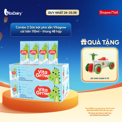[COMBO 2 THÙNG 48 HỘP] Sữa uống dinh dưỡng Vitagrow cải tiến 110ml/180ml - Bổ sung năng lượng, Thơm ngon dễ uống