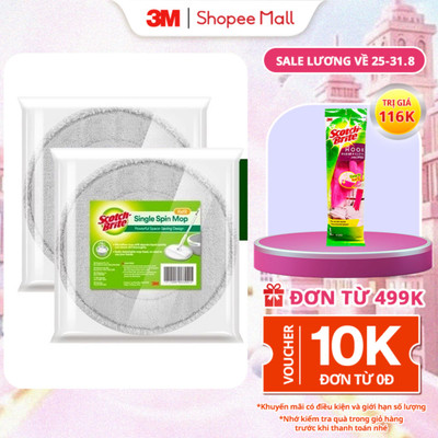 Combo 2 Bông lau thay thế (dùng cho Bộ cây lau nhà 360 độ thông minh Thế hệ mới) 3M™ Scotch-Brite™, thấm hút nước tốt