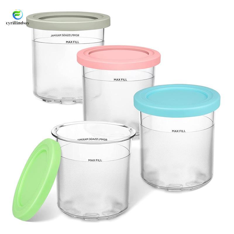 Pint và Nắp Thay Thế Cho Creami Tương Thích Cho Dòng NC300, NC301 Vs NC299AMZ (4 Gói)
