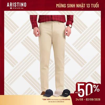 Quần kaki nam ARISTINO ống đứng, Regular fit suông nhẹ, vải dệt Dobby chỉn chu, lịch lãm - AKKR07