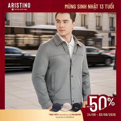 Áo nam da lộn Aristino dáng regular fit hai lớp cao cấp thể hiện vẻ nam tính đẳng cấp AJK006EDP01