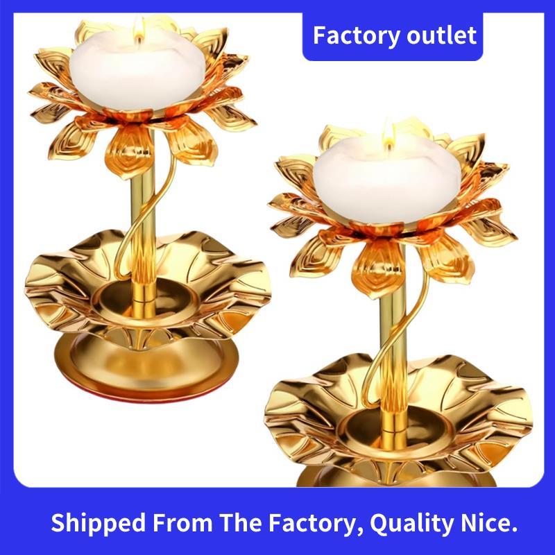 Kim Loại Diya Cho Diwali 2 Miếng Nến Cho Diwali Pooja Ghee Đèn Trang Trí