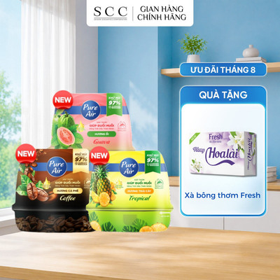 Combo 3 Sáp Thơm Đuổi Muỗi Khử Mùi PURE AIR Hương Ổi/ Sả Chanh/ Trái Cây/ Cà Phê 180g