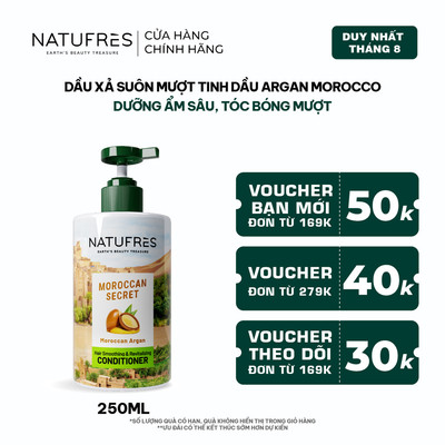 Dầu Xả Dưỡng Ẩm Sâu, Tóc Bóng Mượt, Dễ Vào Nếp Natufres Moroccan Secret Tinh Dầu Argan Morocco - 250ml