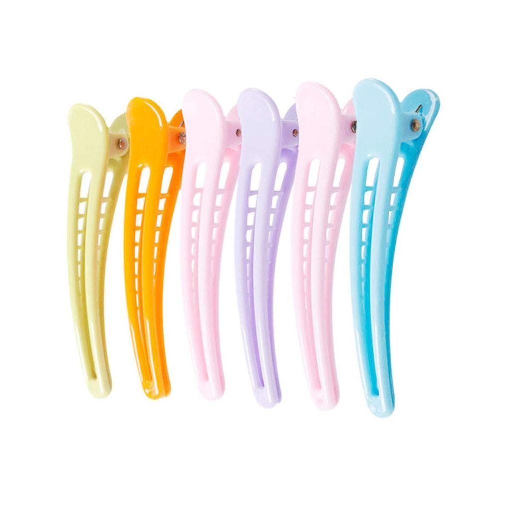 12PCS Colorful Hollow Plastic Metal Alligator Hair Clips Professional Hairdressing Salon Hair Barret