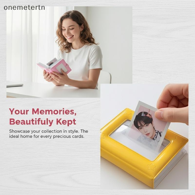 Onemetertn Photocard Holder Book, 3 Inch Mini Photo Card Binder Kpop Photocard Binder Cho Star Chasi