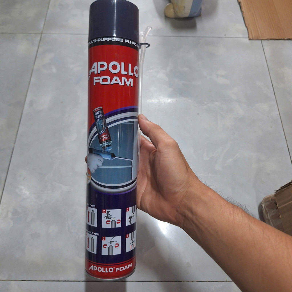 Xịt foam APOLLO 750ml bột nở che kẻ hở, xịt giảm âm foam