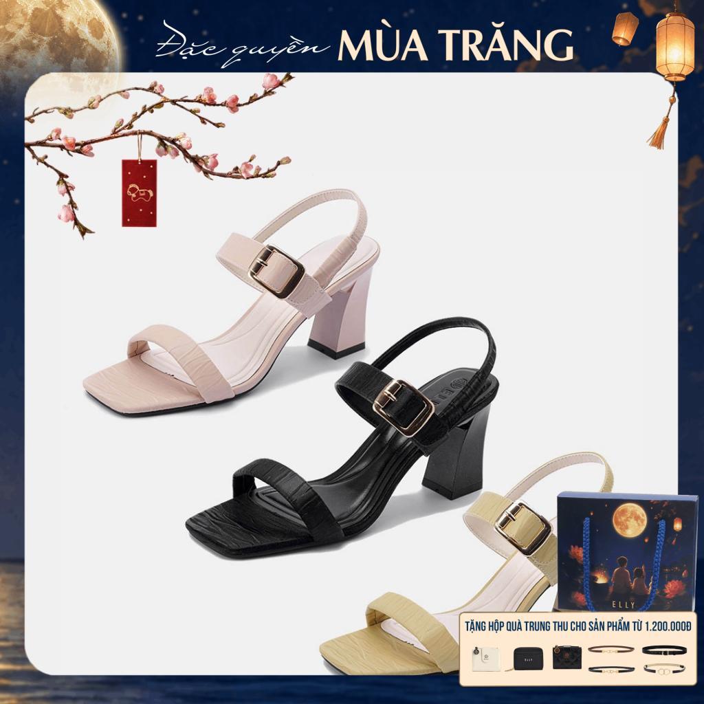 [TẶNG QUÀ TRUNG THU 599K] Giày sandal nữ ELLY EG261 cao gót 7cm da tổng hợp quai mảnh thời trang
