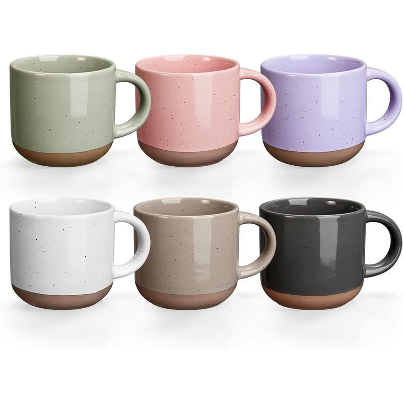 Gencywe® Bộ cốc Espresso Mini gốm màu Morandi Bộ 6 cốc Expresso 5 oz có tay cầm, Cốc cà phê sứ Cốc D