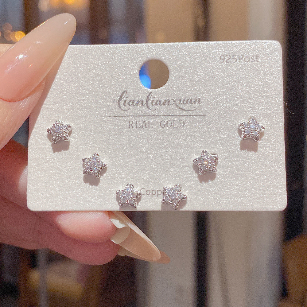 Dainty Star Zircon Bộ Bông Tai Sang Trọng Ins Phong Cách Trang Sức Tai Thanh Lịch Cho Nữ