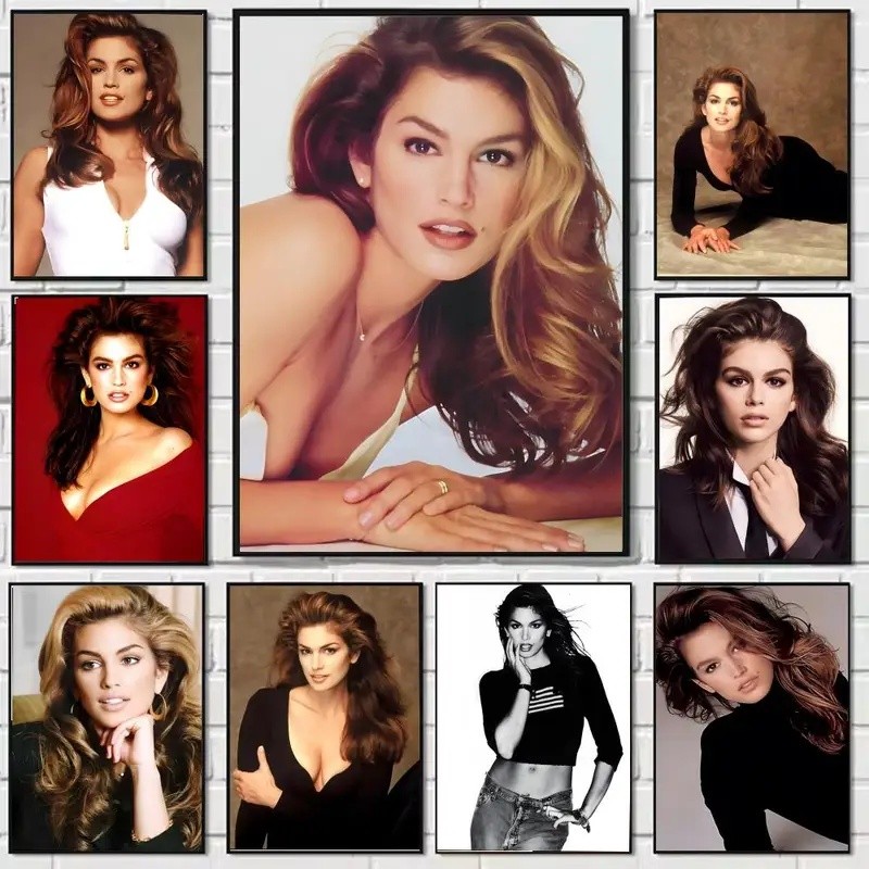 C-Cindy Crawford Mẫu Tranh Thư Pháp Canvas Poster: Không Nhăn Chống Thấm Nước Bền Đẹp Tất Cả Không G