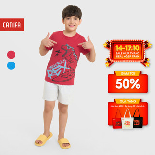 Bộ mặc nhà bé trai CANIFA áo cộc tay quần đùi chất liệu mềm mại thoải mái PS25 2LS25W001