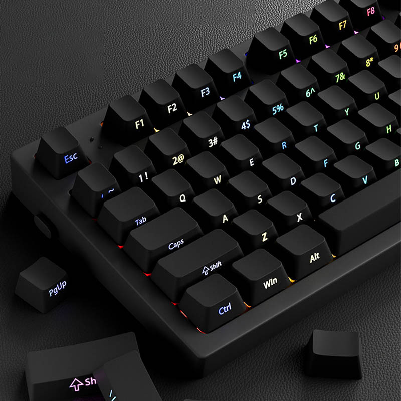 130 Phím Đen In Hình PBT Keycaps Double Shot Shine Through Keycaps OEM Profile cho Bàn Phím Cơ